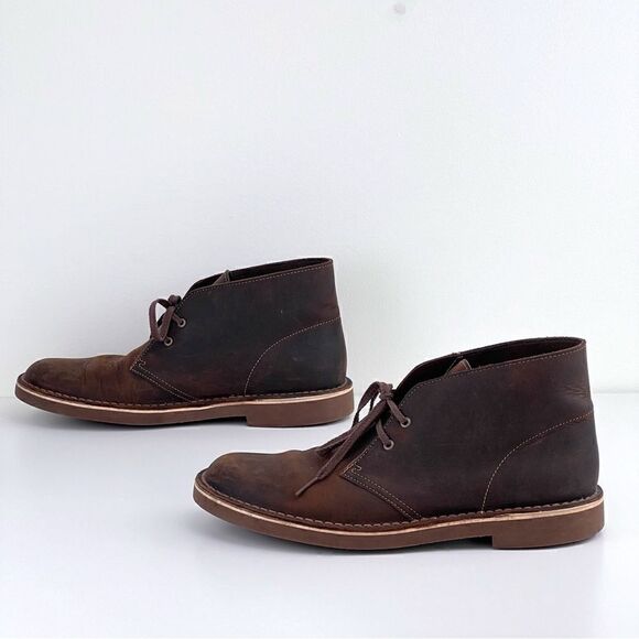 Clarks Bushacre Brown Leather Boots Mens Sz 9 - Picture 5 of 11